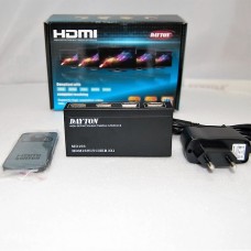 Коммутатор HDMI 1,3 1080P, FULL HD, 3D 3 входа -1 выход (c усилителем + пульт), DC 5v, корпус металл