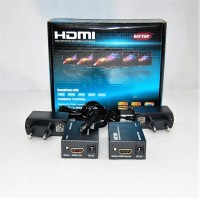 HDMI EXTENDER 1.4 3D 1080P удлинитель/усилитель HDMI сигнала до 90 метров (26AWG) по одному кабелю LAN CAT5E/6 до 60 м, б/п 2 шт*DC 5v (в комплекте).