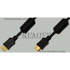 Premier 5-813 0.5 Шнур HDMI "шт" - HDMI "шт" пластик "позолоченный" OD6.0мм с ферритами 0.5м